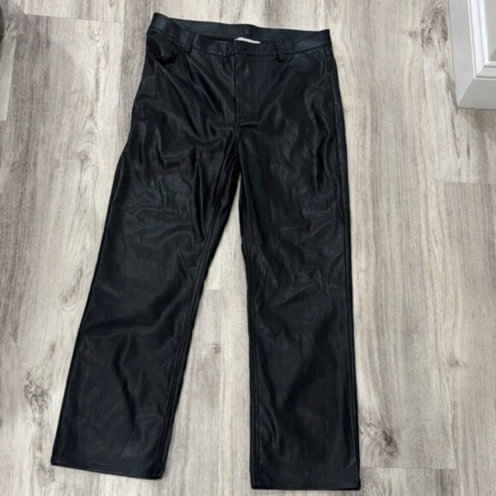 Modern Citizen Black WIDE LEG FAUX LEATHER PANTS